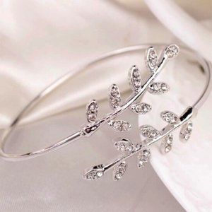 Rhinestone Leaf Wrap Bangle